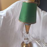 Glass and copper table lamp.