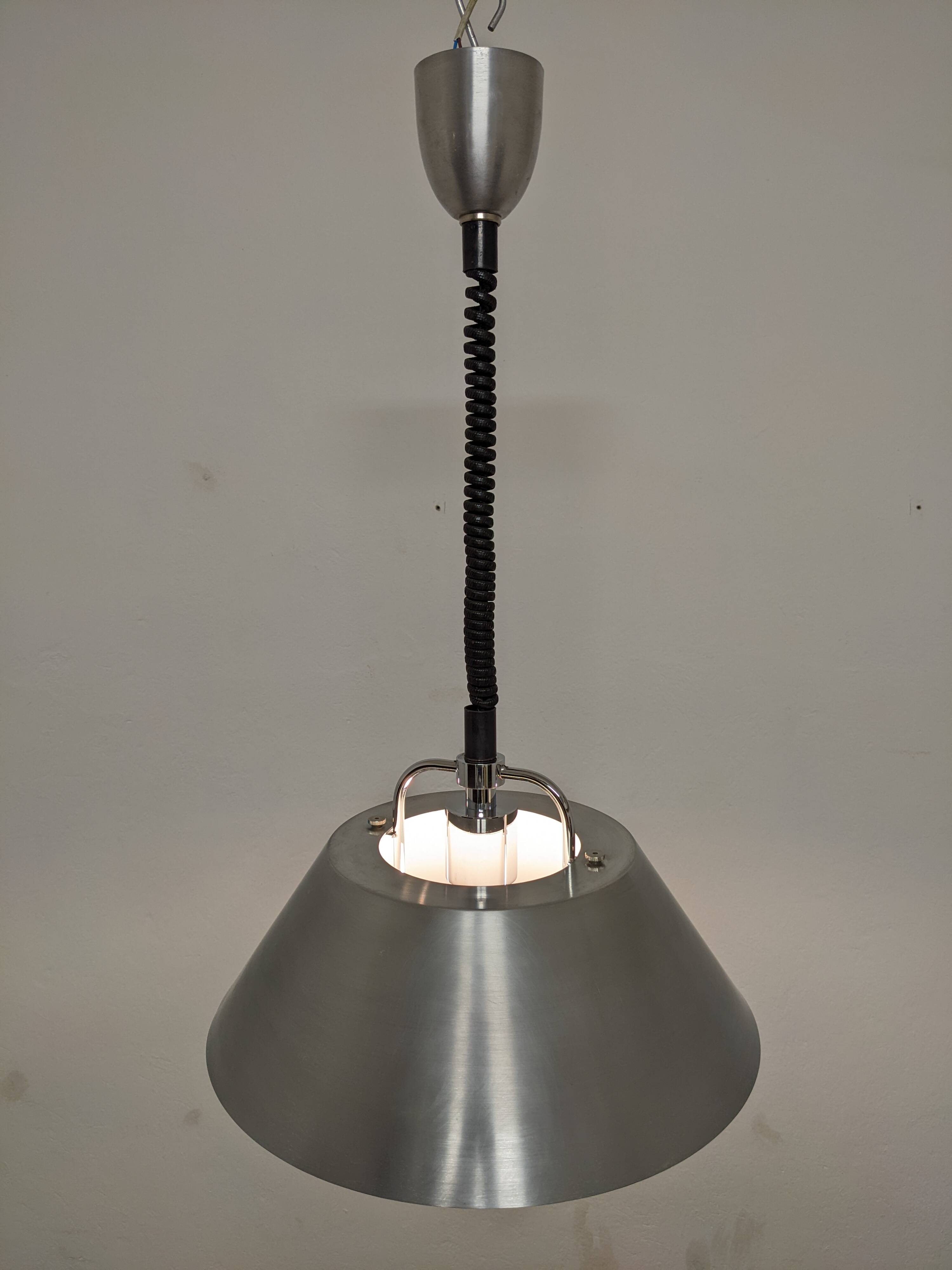 Adjustable Space Age suspension in brushed aluminum from the 60s/70s