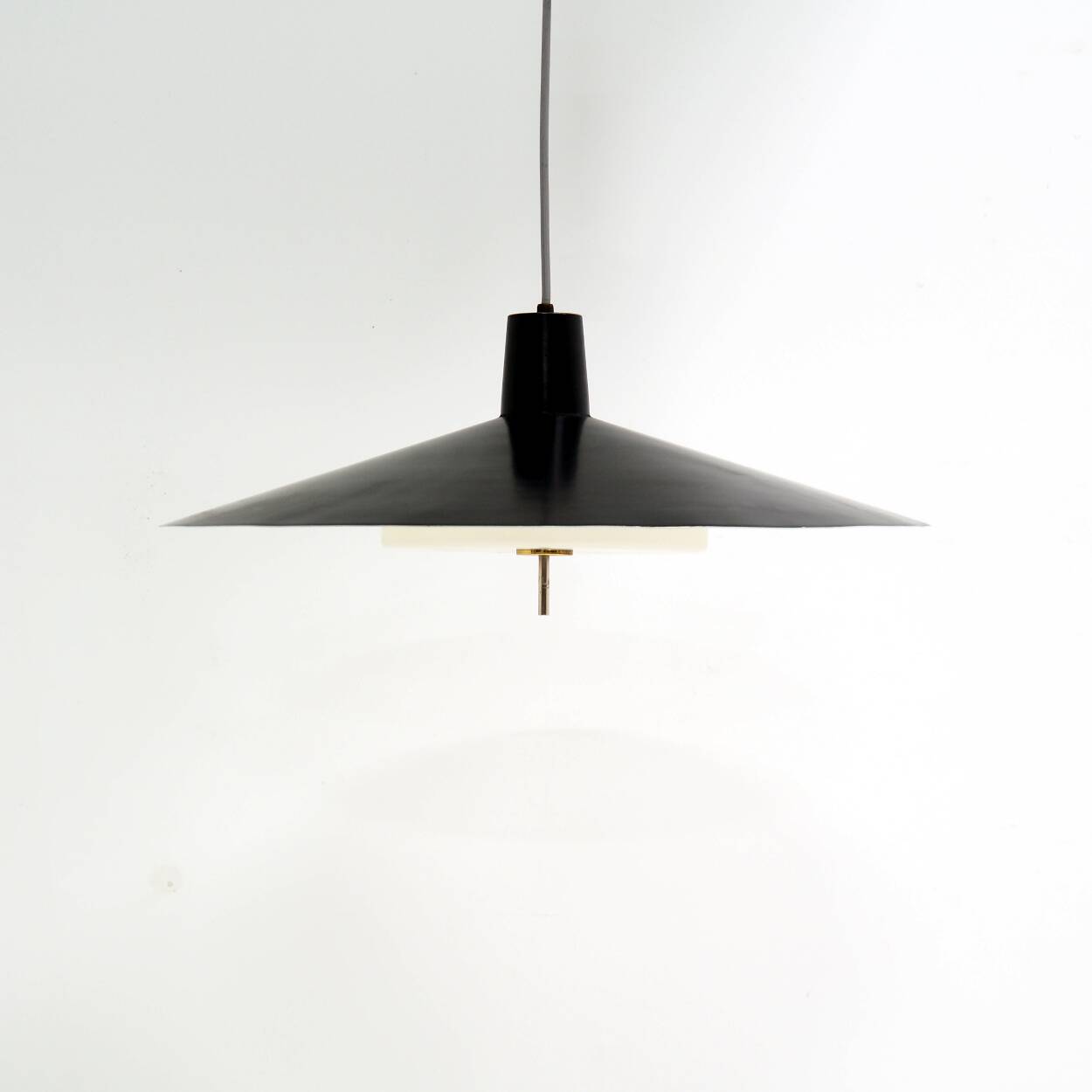 Rare, Height-Adjustable Black Metal Lamp from the 1950s