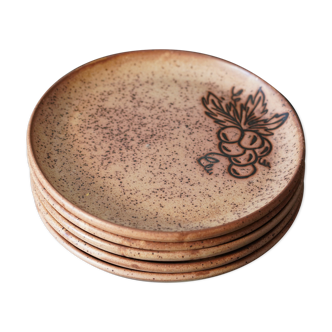 5 assiettes vintage en grès