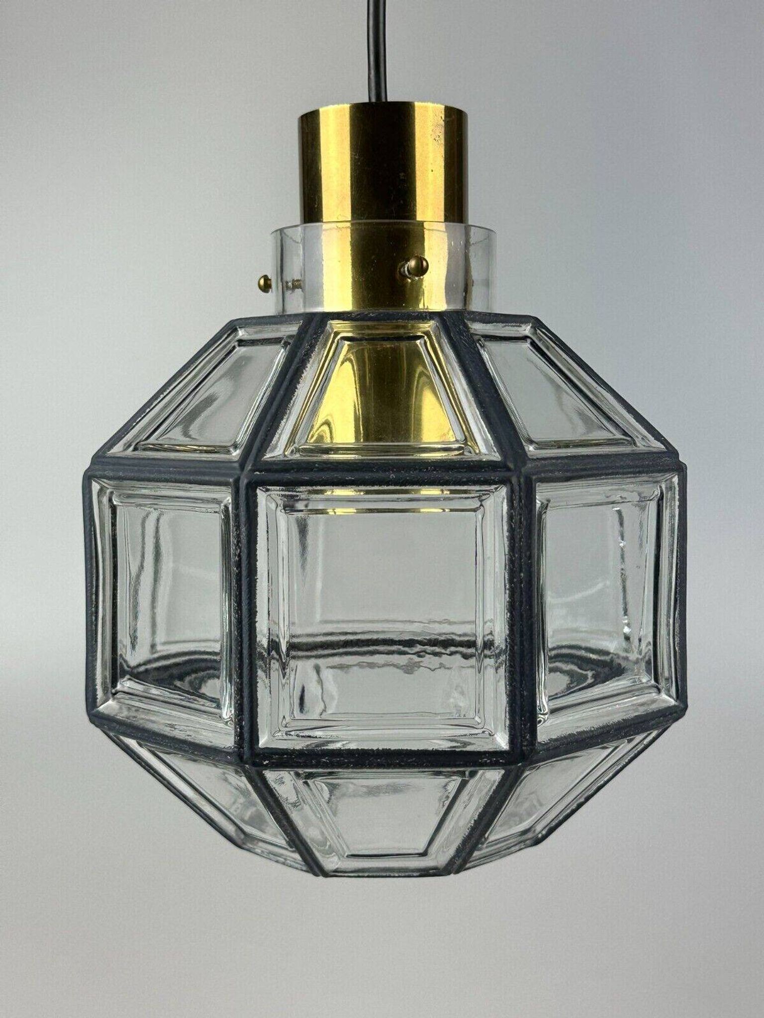 60s 70s hanging lamp by Limburg Leuchten Germany glass brass Space Age