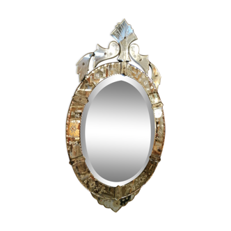 Oval Venetian mirror 50s, 88x50 cm