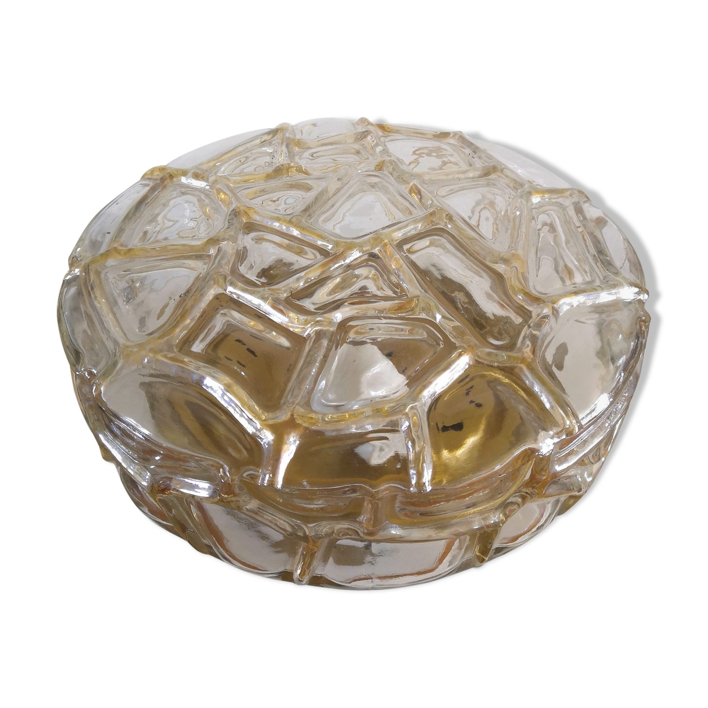 Vintage ceiling lamp in bubbled glass design Profassung 70s - 80s