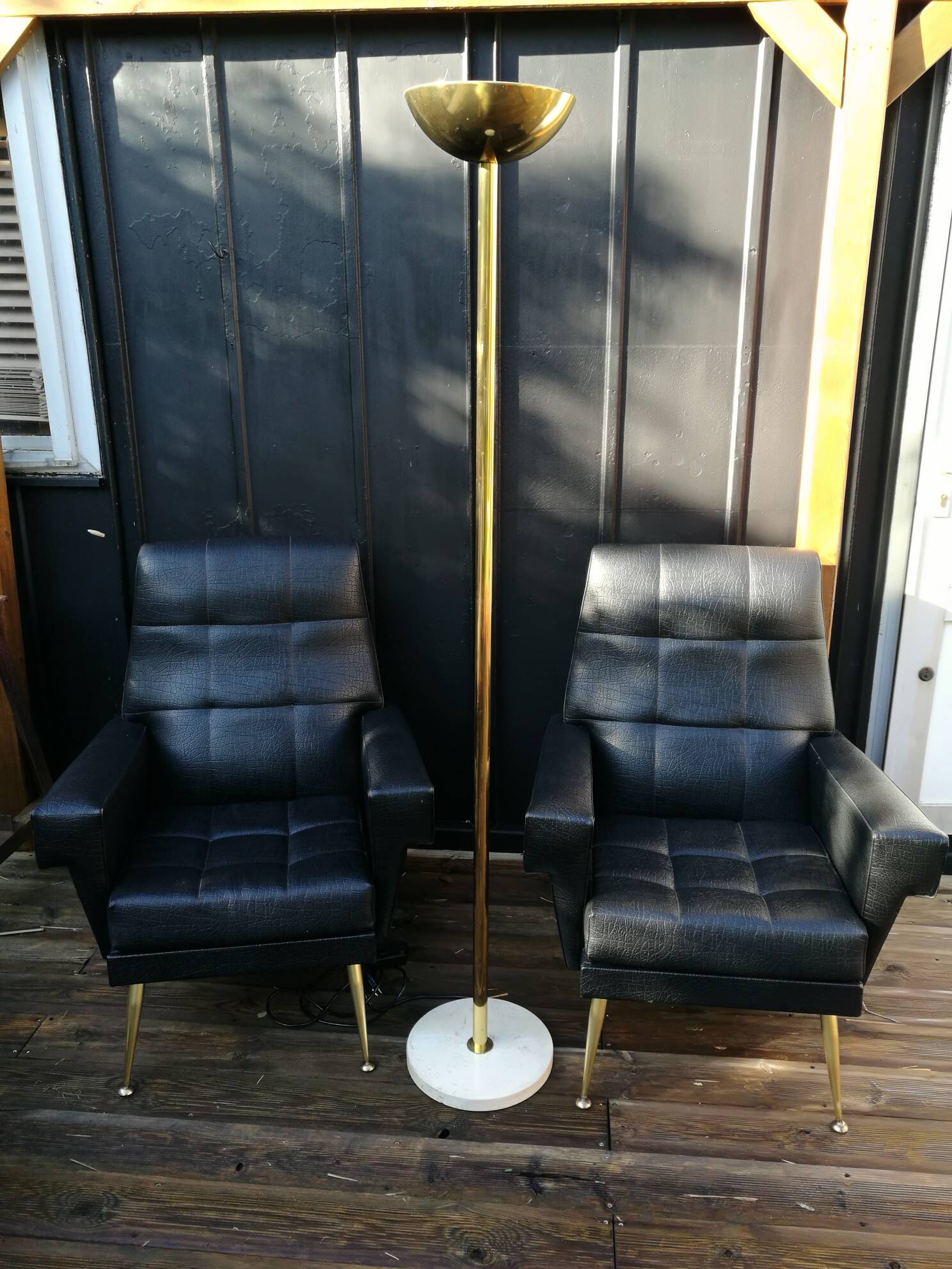 Pair of vintage leather armchairs