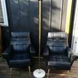 Pair of vintage leather armchairs