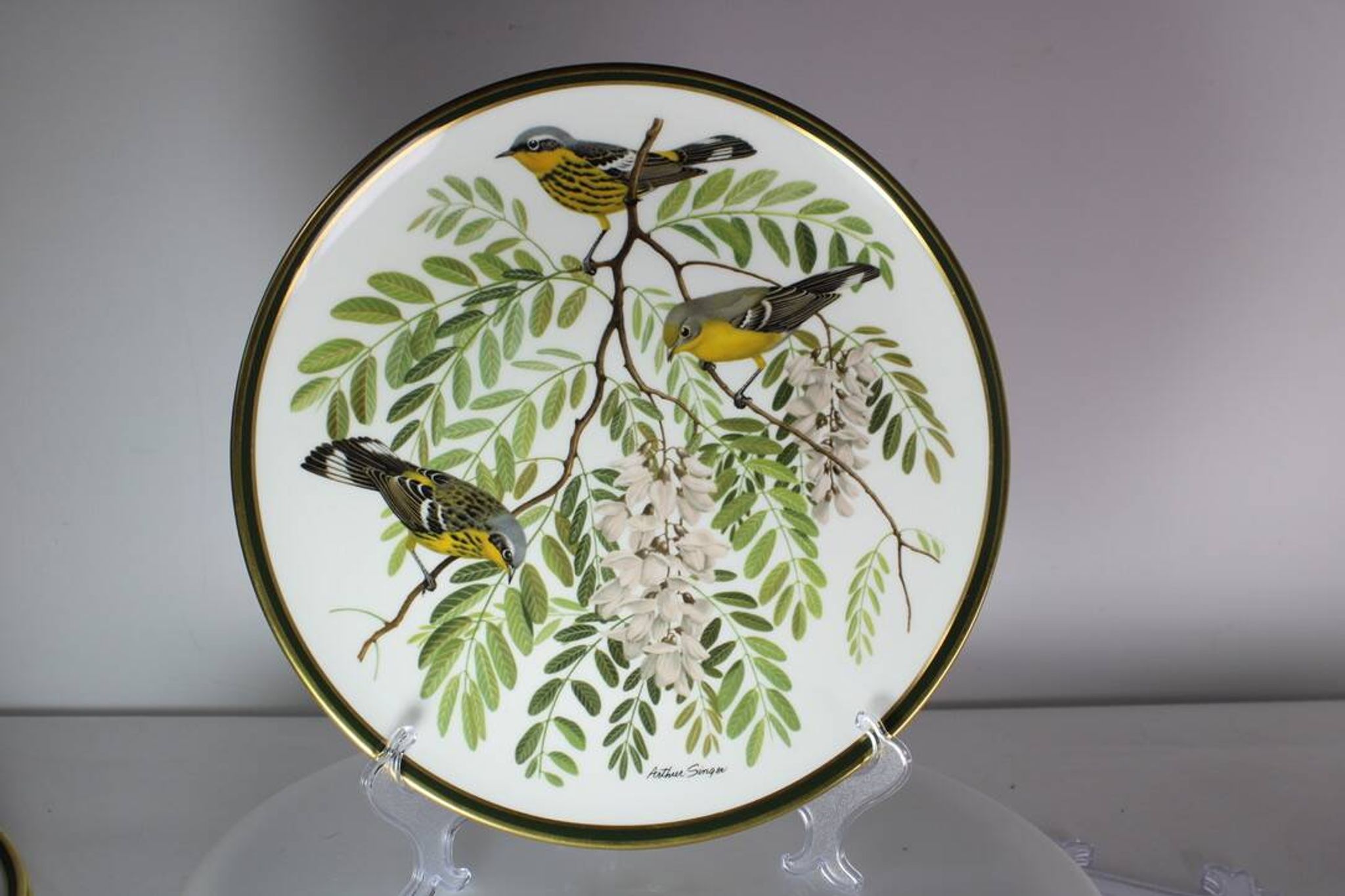 Franklin Wedgwood Singer Arthur plates 1977 x12 "songbirds of the world"