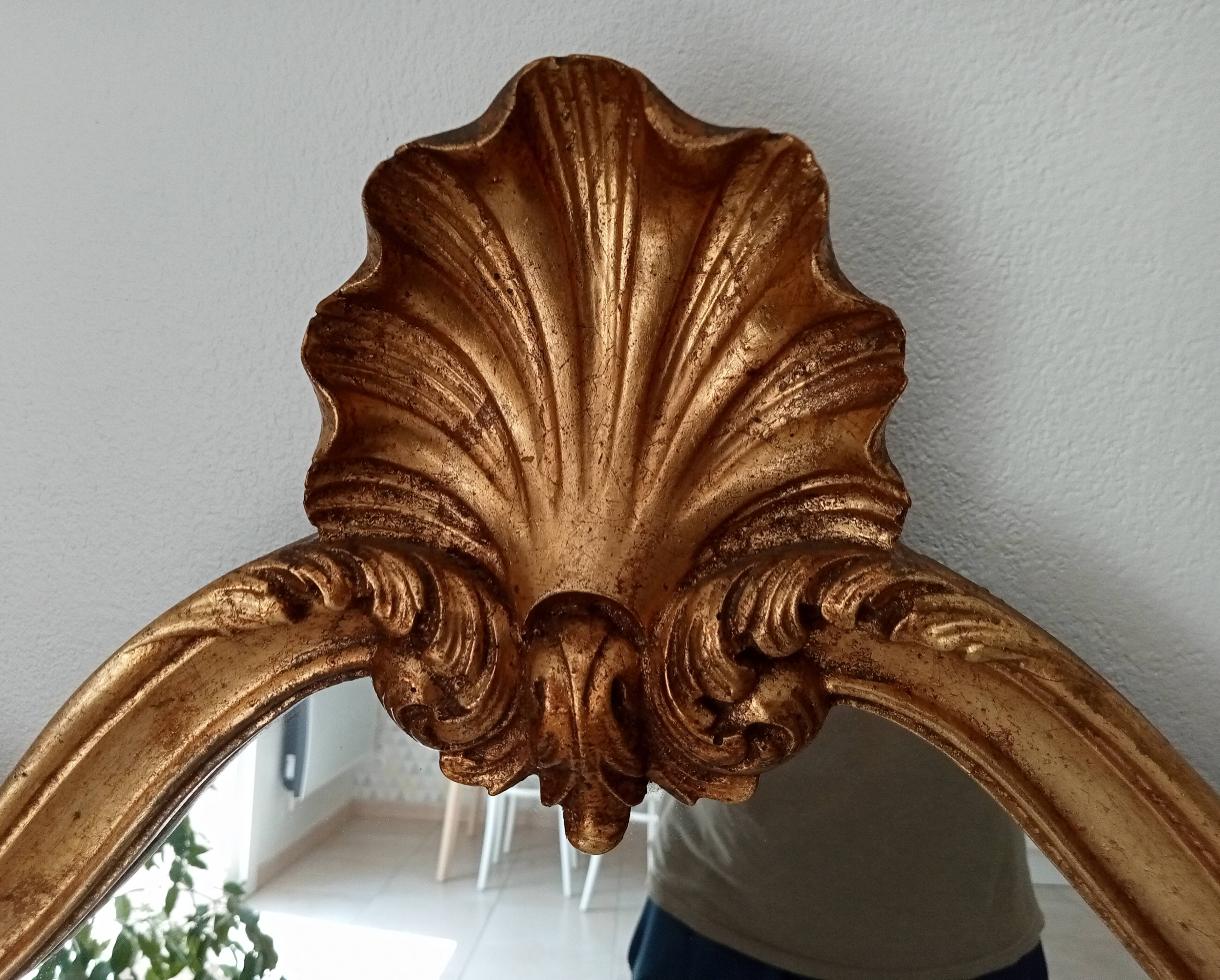 Antique baroque rococo mirror in gilded wood 77*47 cm
