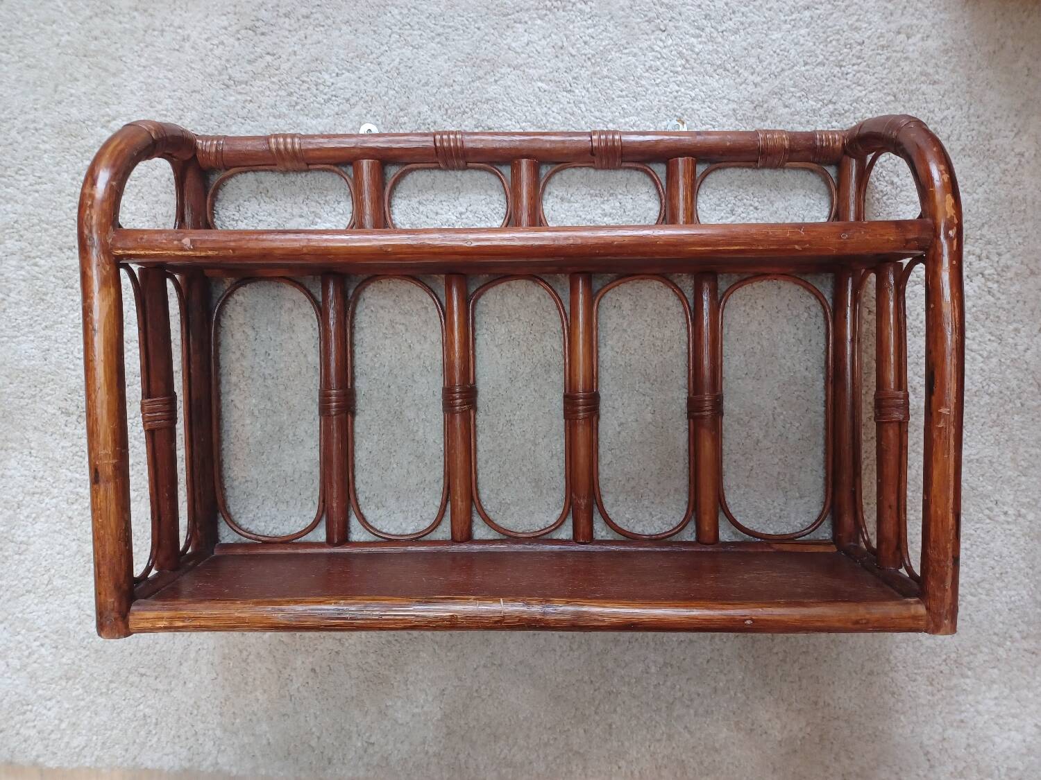 Vintage rattan wall shelf