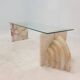 Italian marble coffee or side table with glass, 1970s