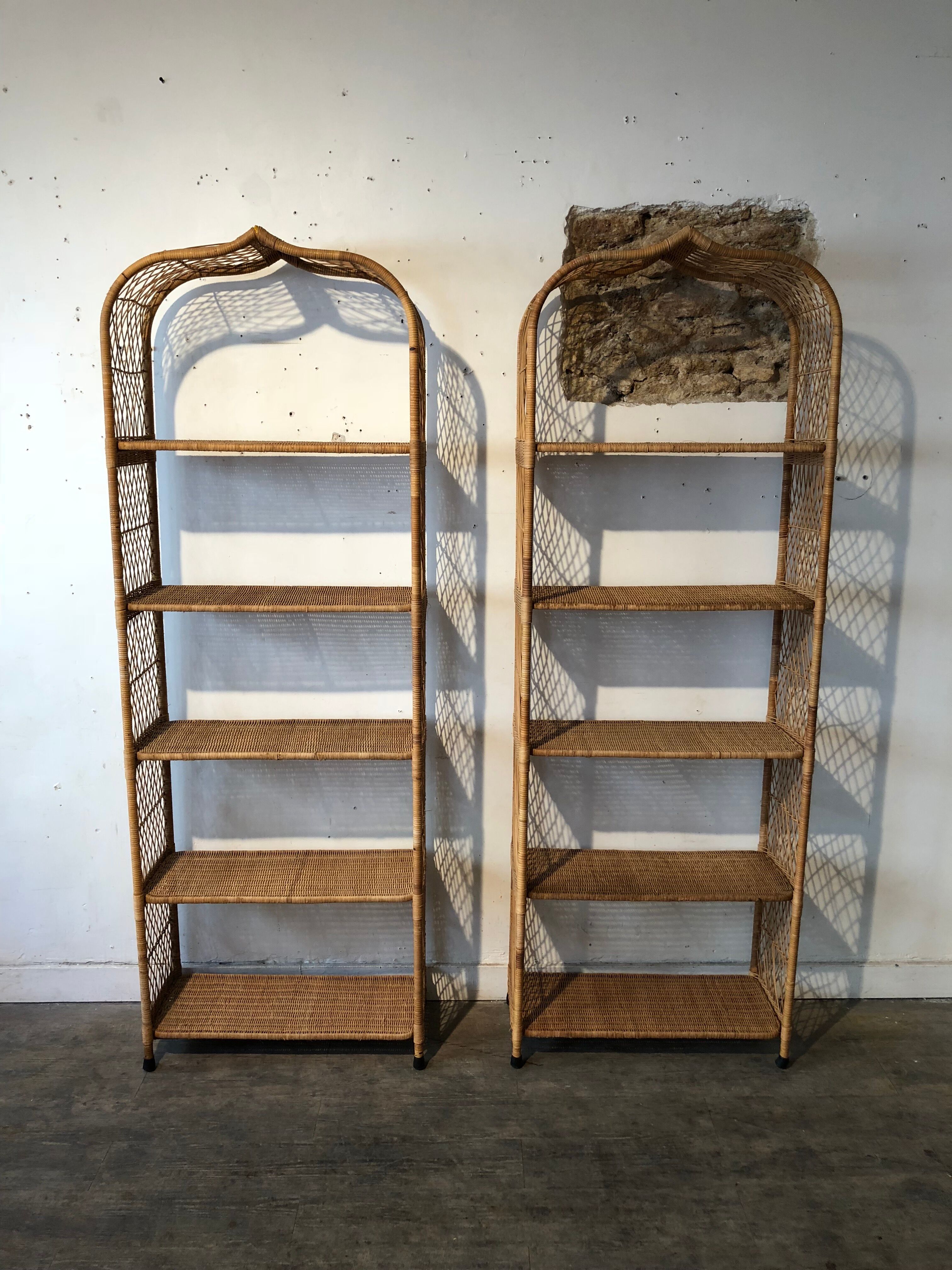 Pair of wicker bookcase