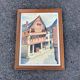 Oil table house half-timbered cobbled street - Breton Norman village