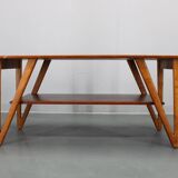 1960s Danish Coffee Table in Teak and Oak, Restored Scandinavian Modern Des
