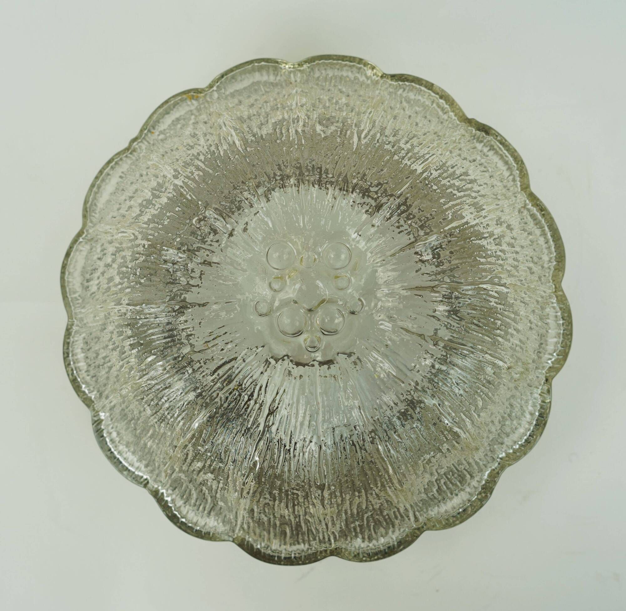 1970s mid century SCONCE or CEILING FIXTURE petal-shaped glass