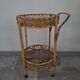 Mid-century Italian Bamboo and Rattan Round Bar Cart