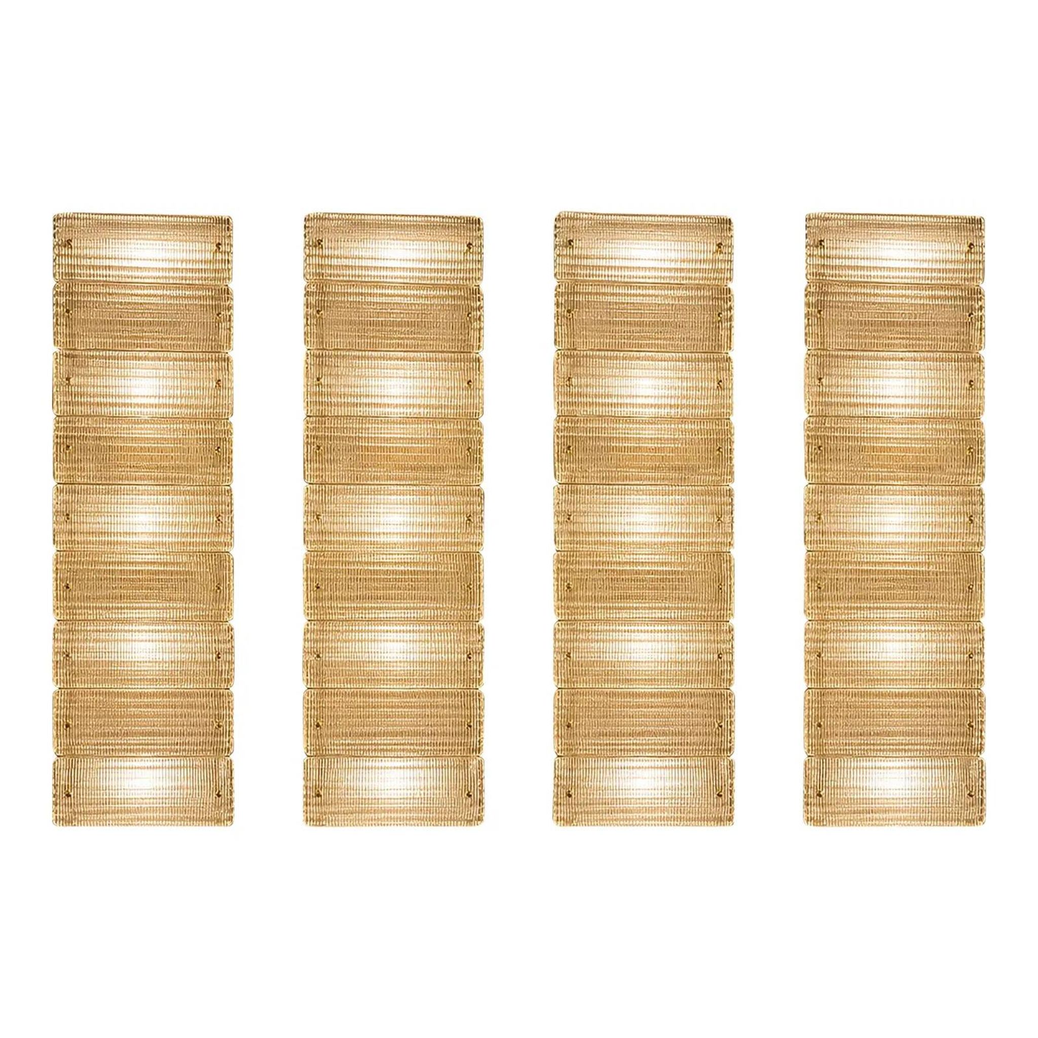 Elegant Italian Diamanté Murano Glass and Brass Flush Mount Set  of 4