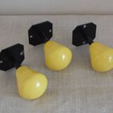 3 vintage coat/door hooks from the 50s/60s black/yellow