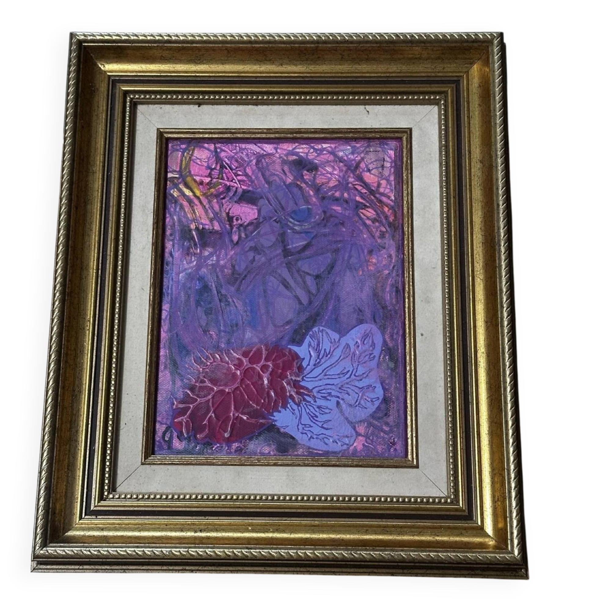 Abstract painting signed Bernard Ledain (1944-2024), mixed media on