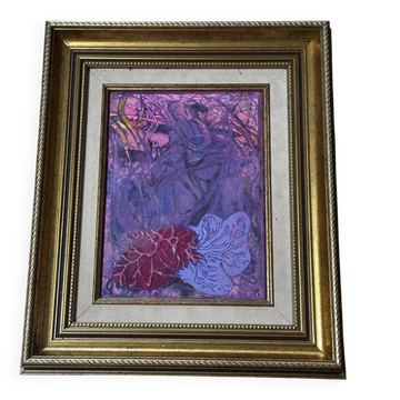 Abstract painting signed Bernard Ledain (1944-2024), mixed media on