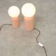 Vintage Italian Ceramic Table Lamps in Salmon Ceramic and Opaline, set of 2