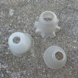 Set of 3 globe suspensions in vintage molded glass