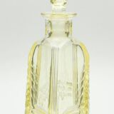 Matching pair of bohemian crystal decanters with art deco motifs