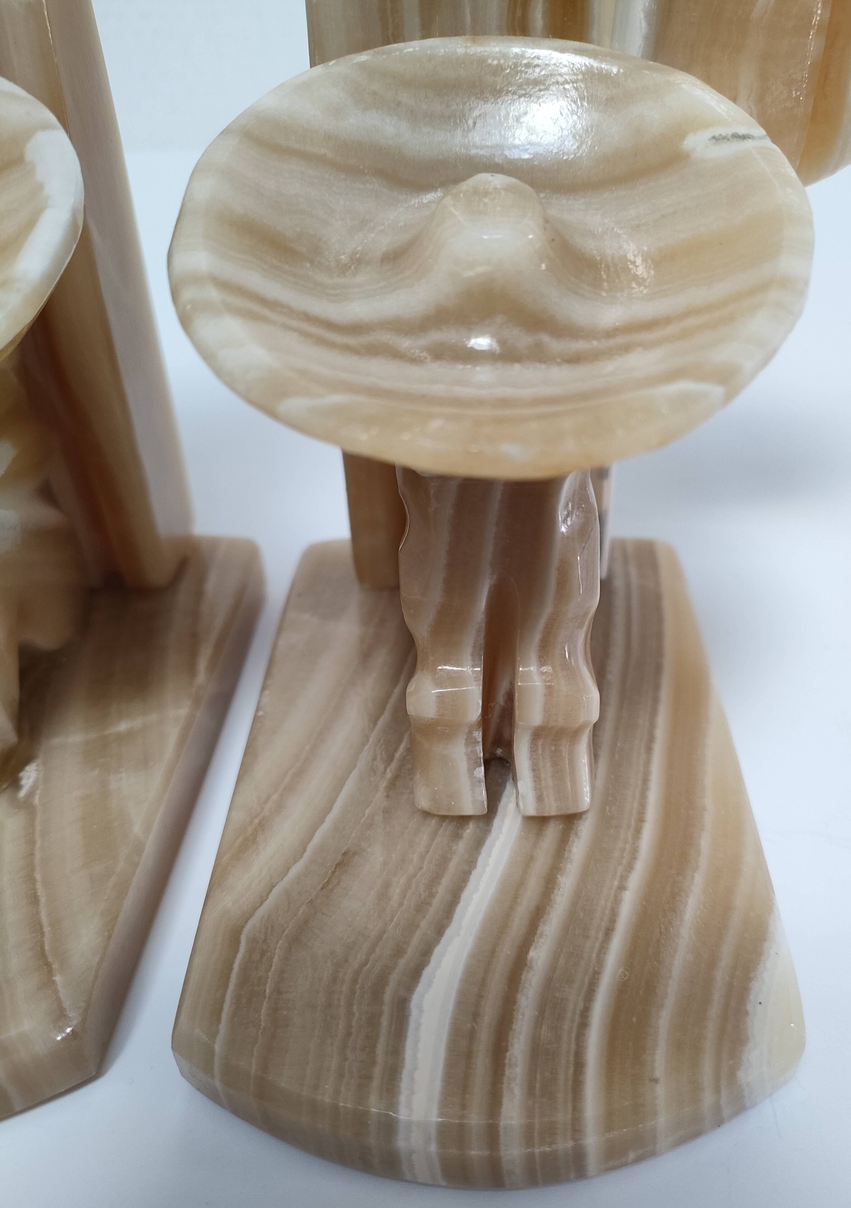 Pair of vintage Mexican cactus onyx bookends