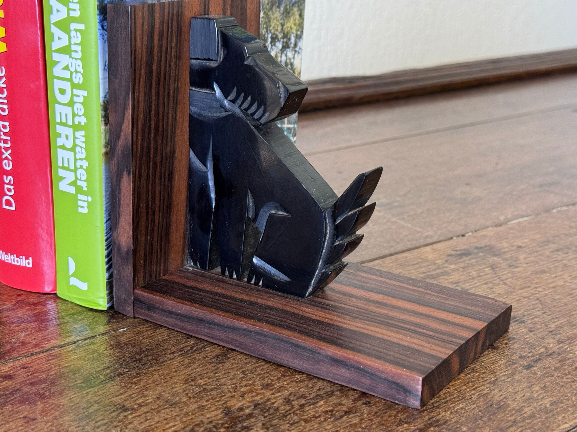 Art Deco bookends in rosewood and Bakelite