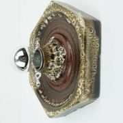 1 of 2 hexagonal mid century ceramic sconces wall lamps 1960s 1970s lava drip glaze beige brown