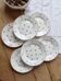 6 vintage flat plates from Nimy with red patterns.