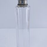Three Art Deco crystal chrome glass bottles