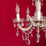 Vintage french metal crystal and glass 5 arm paris chic style chandelier 4228