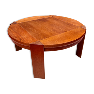 Primitive brutalist round coffee table