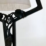 Charles SCHNEIDER art nouveau desk lamp, in glass with signature and hammered metal