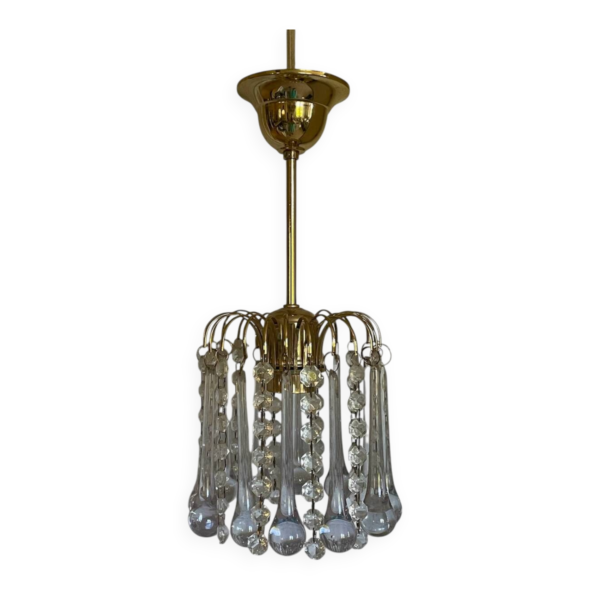 Murano glass and gold metal pendant light