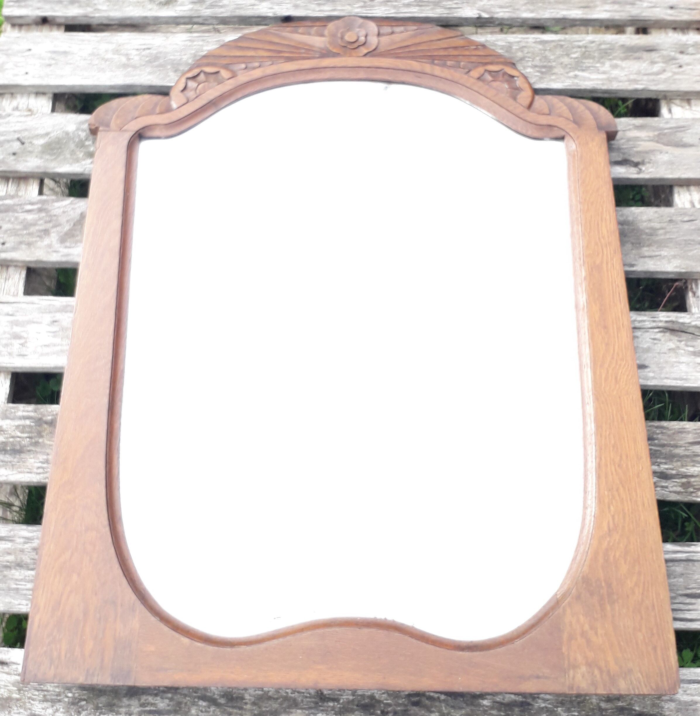 Mirror art deco in wood 88 x69 cm