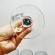 6 Large Wine or Water Balloon Glasses in Petrol Blue Color Blown Glass