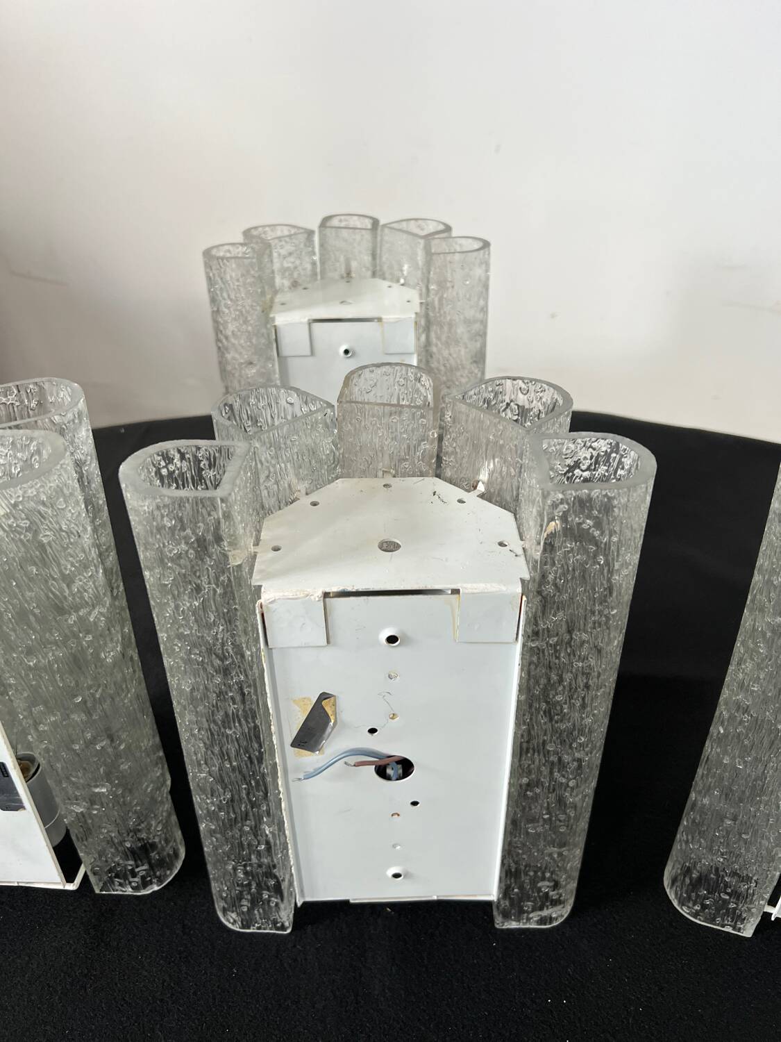 Set of 4 large doria wall lights in glazed glass design from the 60s vintage 3 lights