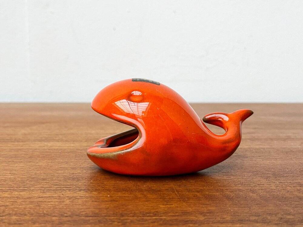 Whale Figurine Ashtray in Ceramic by Ceramica D'Arte, Salerno, Italy, 1970s