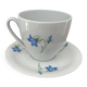 Superb cup and saucer with blue flowers, Limoges porcelain, monkey
