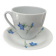 Superb cup and saucer with blue flowers, Limoges porcelain, monkey