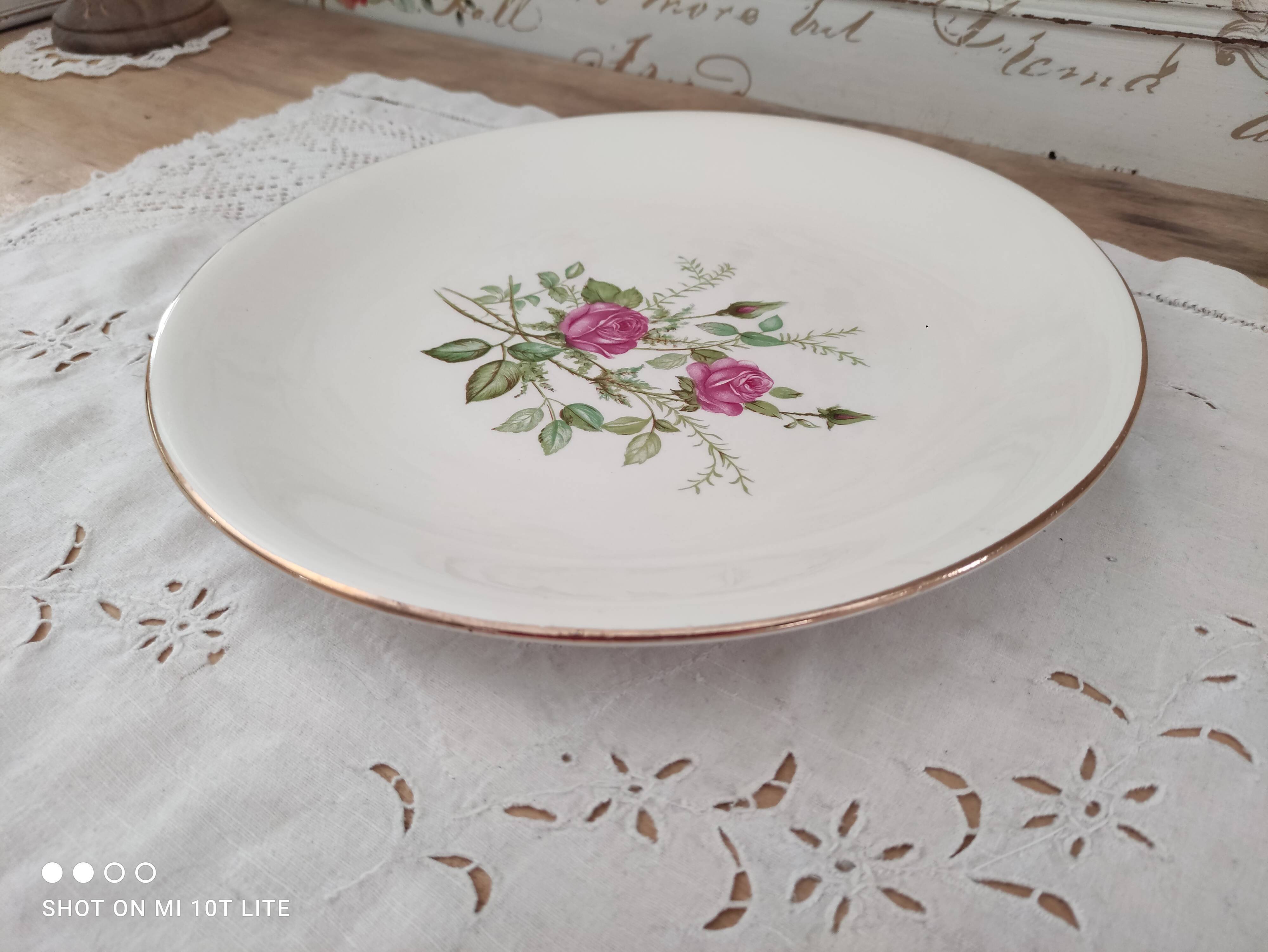 Round porcelain dish from gien france model pompadour