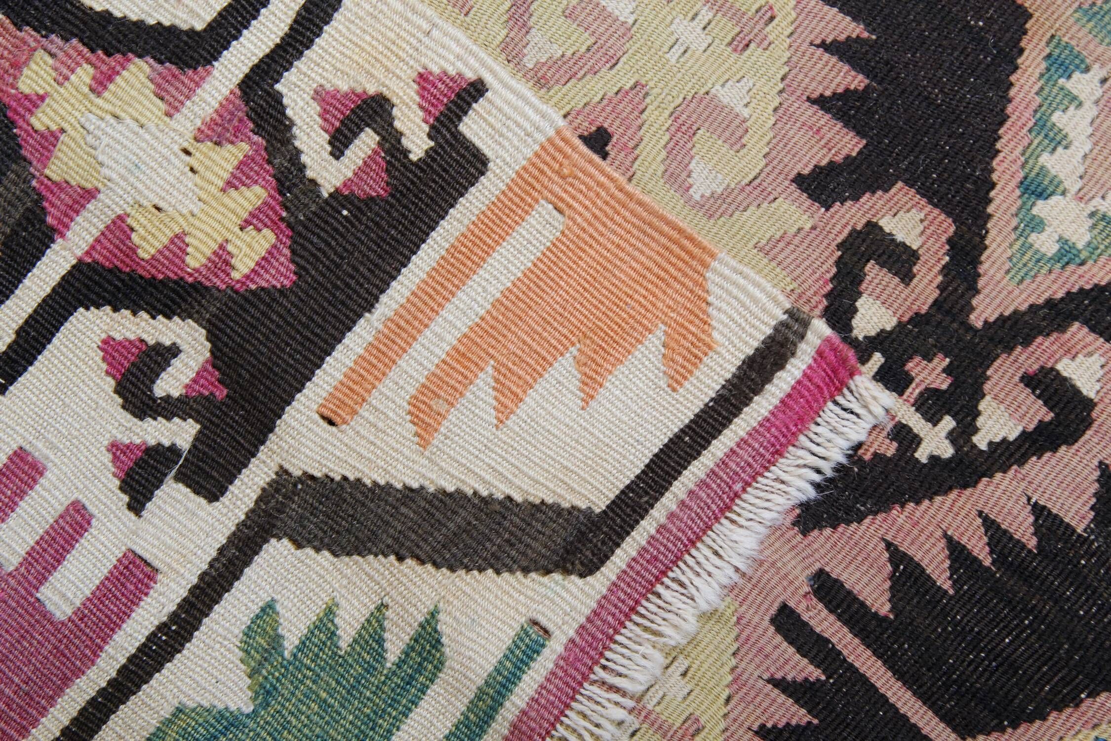 Antique Anatolian Carpet, Hand-Woven Runner, Turkish Kilim