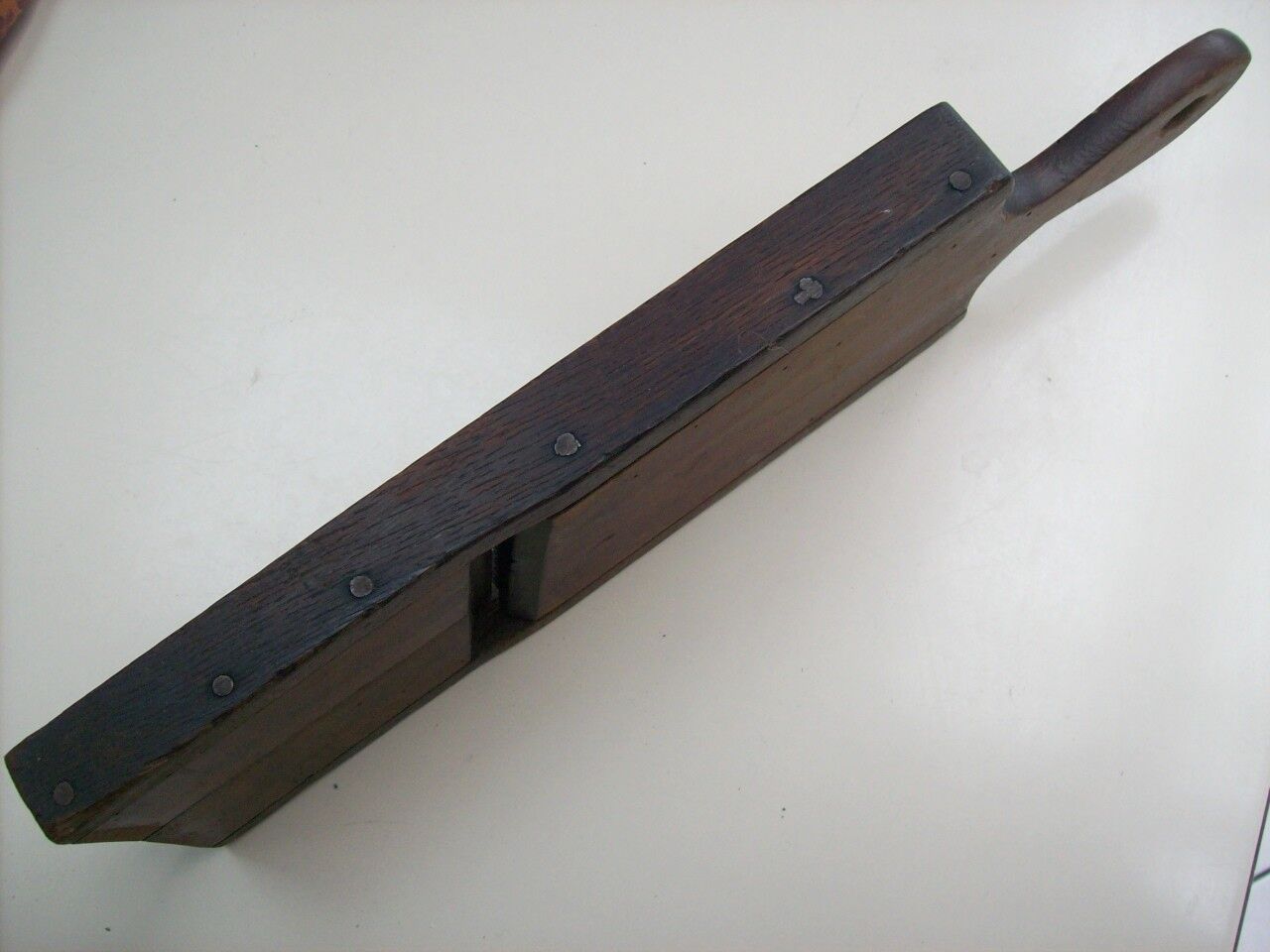 Old kitchen mandolin in wood and iron double blades