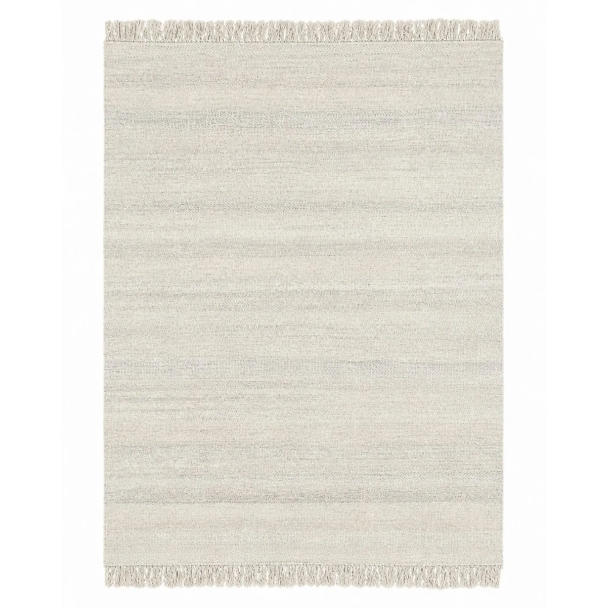 Minimalist Handmade Area Rug in Ivory. Hand-Knotted Wool and Bamboo Carpet