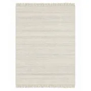 Minimalist Handmade Area Rug in Ivory. Hand-Knotted Wool and Bamboo Carpet
