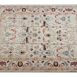 Handmade Cream Wool Floral Rug, Modern Oriental Living Room Carpet