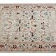 Tapis en laine crème à motifs floraux fait main, style oriental moderne pour salon