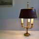 Lampe bouillotte 3 feux bronze et abat jour tôle bordeaux