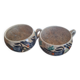 Pair of handmade Vallauris breakfast cups