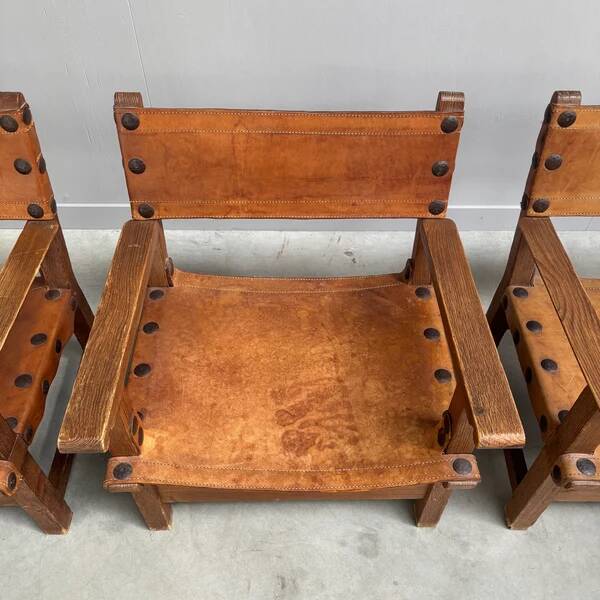 Ensemble de fauteuils brutalistes espagnols, années 1960.
